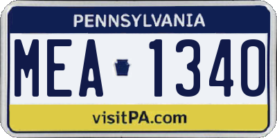 PA license plate MEA1340