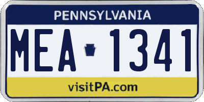 PA license plate MEA1341