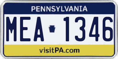 PA license plate MEA1346