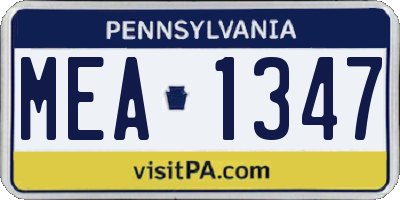 PA license plate MEA1347