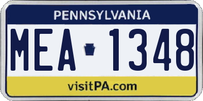 PA license plate MEA1348