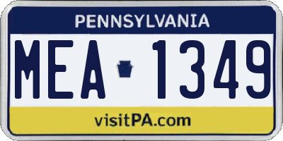 PA license plate MEA1349