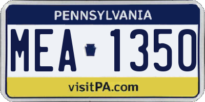 PA license plate MEA1350