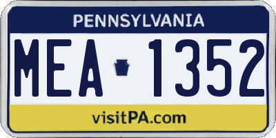 PA license plate MEA1352