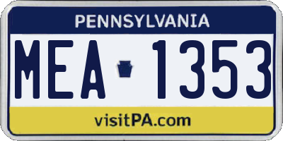 PA license plate MEA1353