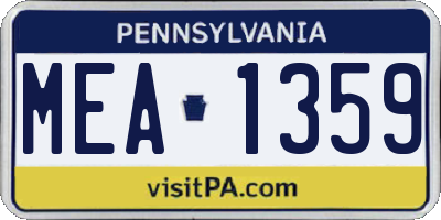 PA license plate MEA1359