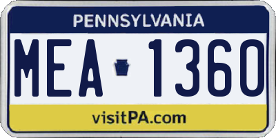 PA license plate MEA1360