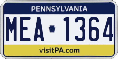PA license plate MEA1364