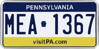 PA license plate MEA1367