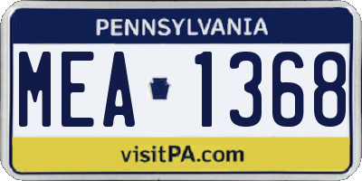 PA license plate MEA1368