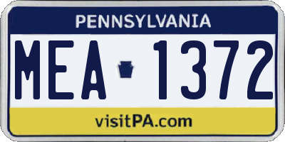 PA license plate MEA1372