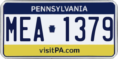 PA license plate MEA1379