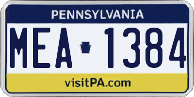 PA license plate MEA1384