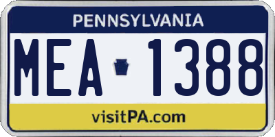 PA license plate MEA1388
