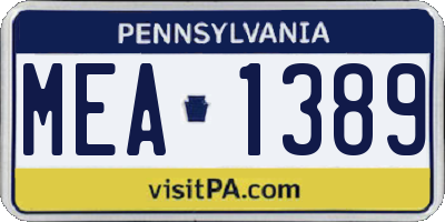 PA license plate MEA1389