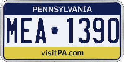 PA license plate MEA1390