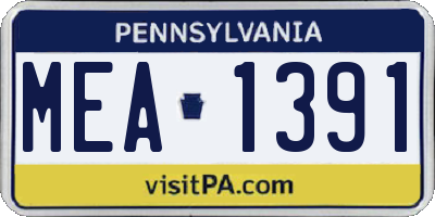 PA license plate MEA1391