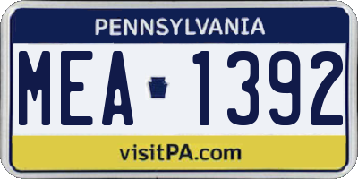 PA license plate MEA1392