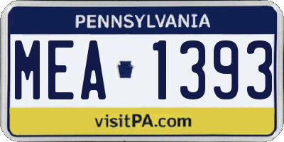PA license plate MEA1393