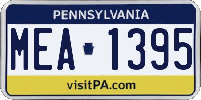 PA license plate MEA1395