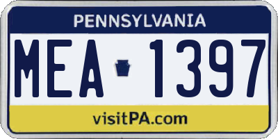 PA license plate MEA1397