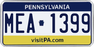 PA license plate MEA1399