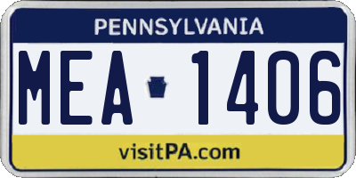 PA license plate MEA1406