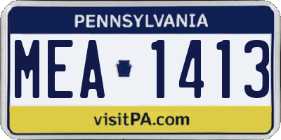 PA license plate MEA1413