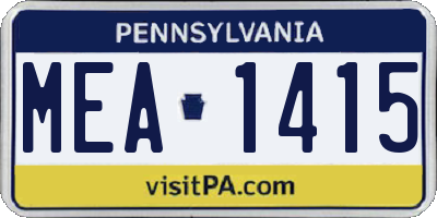 PA license plate MEA1415