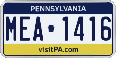 PA license plate MEA1416