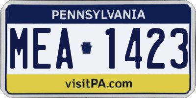 PA license plate MEA1423