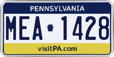 PA license plate MEA1428