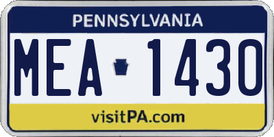 PA license plate MEA1430