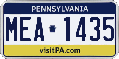 PA license plate MEA1435