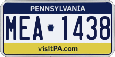 PA license plate MEA1438