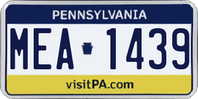 PA license plate MEA1439