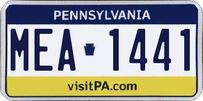 PA license plate MEA1441