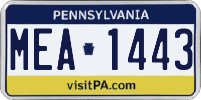 PA license plate MEA1443