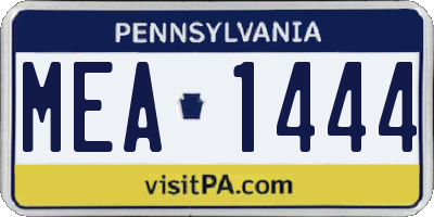 PA license plate MEA1444