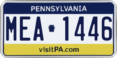 PA license plate MEA1446