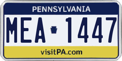 PA license plate MEA1447