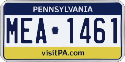 PA license plate MEA1461