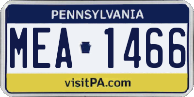 PA license plate MEA1466