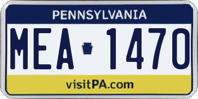 PA license plate MEA1470