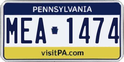 PA license plate MEA1474