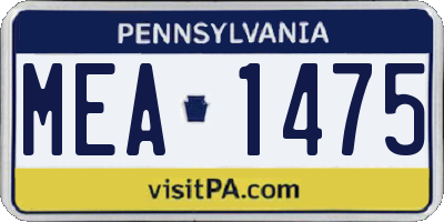 PA license plate MEA1475