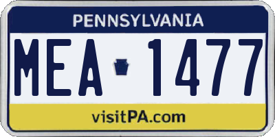 PA license plate MEA1477