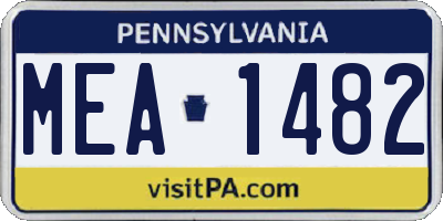 PA license plate MEA1482