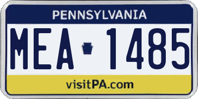PA license plate MEA1485