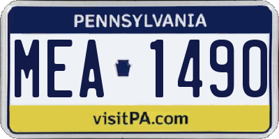 PA license plate MEA1490